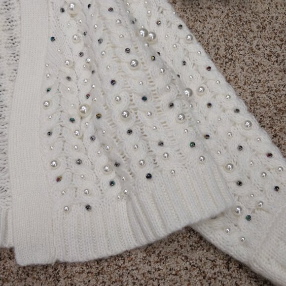 3374 Size Large Ciebon Beaded Pearl Sweater Cardigan - Picture 2 of 7